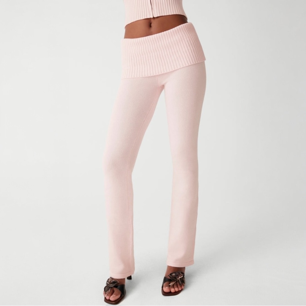 NWT Frankie's Bikinis Mason Cloud Knit Flare Pant Foldovers